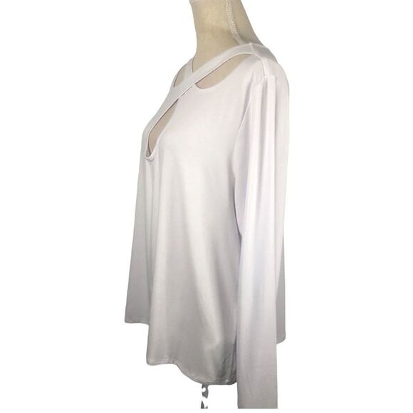 Eloquii Plus Size Crossover Cutout Neckline Top NWT White Size 22/24 - Picture 4 of 9